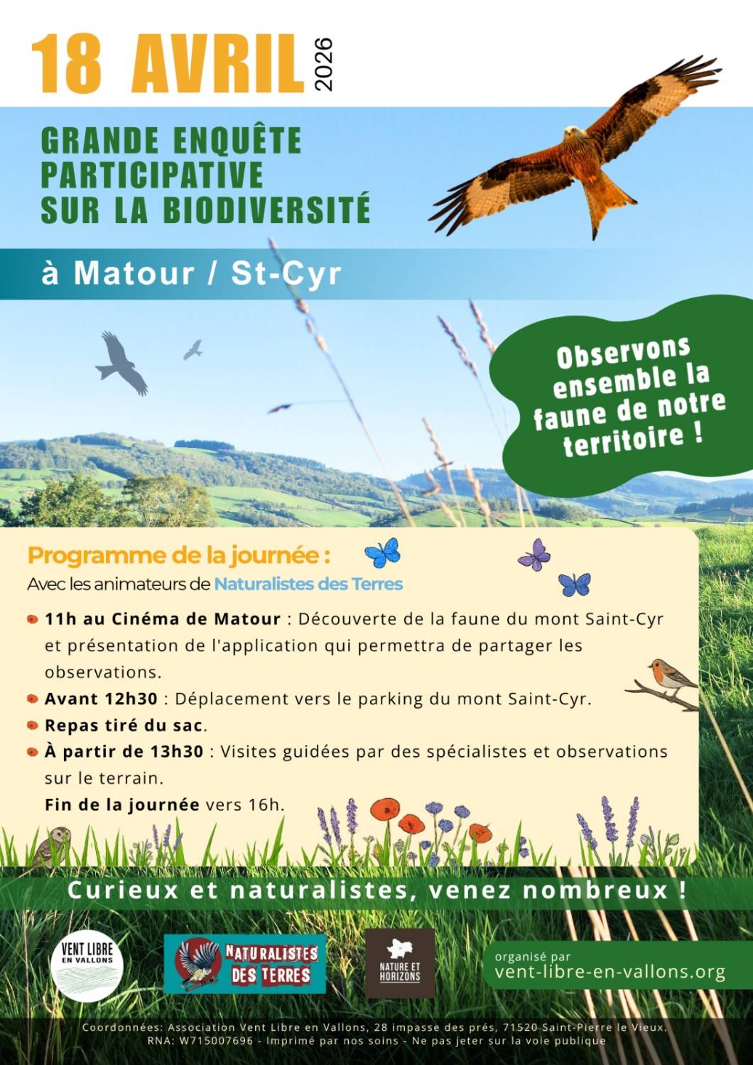 Grande enquête participative sur la biodiversité - 18 avril 2026